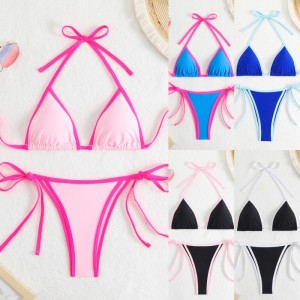 2025 NIEUW SODID - kleur vrouwen\\\'s sexy twee - stuk driehoekskleur - Blok Bikini. Europese en Amerikaanse stijl met banden, geschikt voor strand en hete lente QT25003 Prijs:$79.99